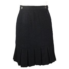 Saia plissada de lã e nylon Chanel Preto