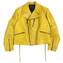 Jaqueta de couro de bezerro com charm logo triângulo Prada Amarelo