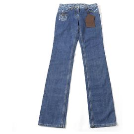 Pantalones de denim de algodón Monogram Louis Vuitton Azul