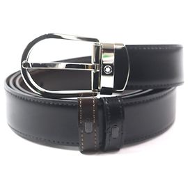 Montblanc Classic line White Star Leather Belt Black