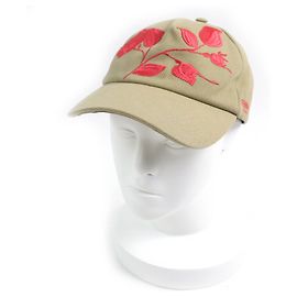 Boné de beisebol de algodão com bordado floral de logo Fendi Rosa Bege