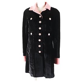 Abrigo de terciopelo con botones COCO de tweed de seda rayón Chanel 22B P73309 Negro Rosa