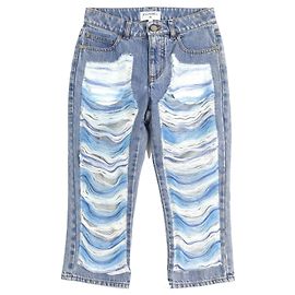 Calça de algodão e poliamida Chanel P60217V46019 Azul Outro