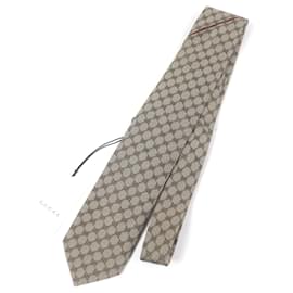 Gucci-Gucci GG logo Silk Tie-Beige