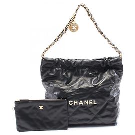 Bolsa Tote de Couro Chanel 22 Preto