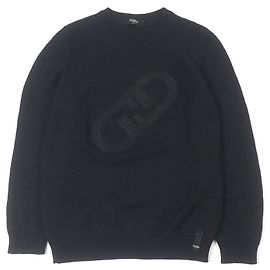 Pull en laine Bijou Zucca avec logo FF de Fendi Noir