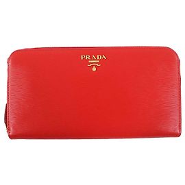 Cartera larga de cuero VITELLO MOVE de Prada Roja
