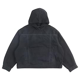 Balenciaga-Balenciaga DENIM FOODIE PULL-OVER PARKER Cotton Denim Hoodie-Black