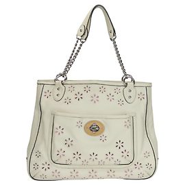 Bolsa Tote de Couro com Ilhós Coach Poppy Branco
