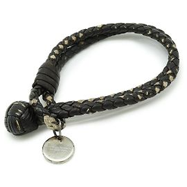 Pulseira de couro Intrecciato Bottega Veneta Preto
