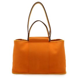Hermès Hermes Cabag Elan Toile Officier Leather 2way Bag Orange