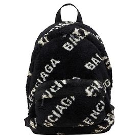 Balenciaga Everyday Kunstfell-Leder-Rucksack Schwarz Weiß