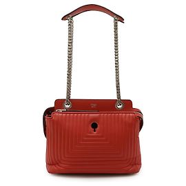Fendi Dotcom Click Leather 2way Shoulder Bag Red
