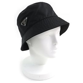 Chapéu bucket em Re-Nylon com logo triangular Prada Preto