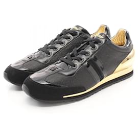 Dolce & Gabbana-Dolce & Gabbana DG Logo Leather Patent Leather Sneakers-Black,Golden
