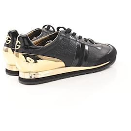 Dolce & Gabbana-Dolce & Gabbana DG Logo Leather Patent Leather Sneakers-Black,Golden