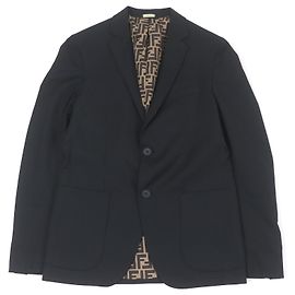 Fendi FF logo lining Wool Jacket Black