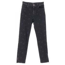 Chanel Coco Mark Dot Cotton Denim Pants Black