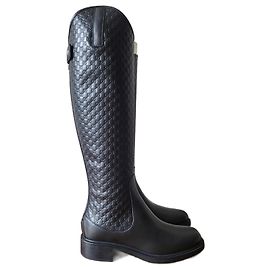 Gucci Marmont Lederreitstiefel - schwarz - neu - Größe 36 Schwarz