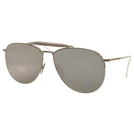 THOM BROWNE TB015 LTD-SLV 62 pilot-frame aviator Silver Metal sunglasses dark grey mirror Silvery