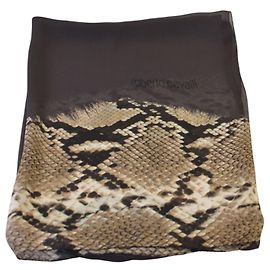 Sciarpa in seta 100% con stampa serpente Roberto Cavalli – Accessorio di lusso italiano Grigio