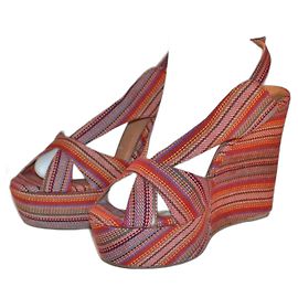 Jeffrey Campbell wedge shoes patterned canvas 38 IT Multiple colors