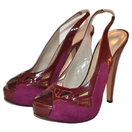 Sandales Alberta Ferretti en cuir verni et daim 37 IT Multicolore