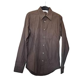 Yves Saint Laurent-Vintage fitted men's shirt in khaki green by Yves Saint Laurent Rive Gauche Size 38/17-Khaki