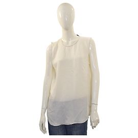 Ivory ärmelloses Seidentop Theory – Minimalistisches Luxus-Designstück GRÖSSE L Weiß