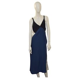 Robe nuisette en soie colorblock Rag & Bone Bleu Noir & Blanc – Taille 6 - dos en V ouvert Multicolore