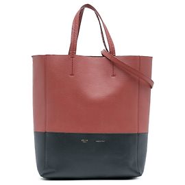 Céline Celine Red Small Bicolor Leather Vertical Cabas Black Red
