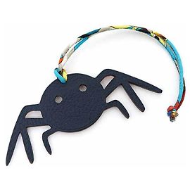 Porte-clés Araignée Petit H d'Hermès Orange Bleu Marine