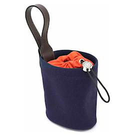 Hermès-Hermes Dog Treat Pouch-Orange,Navy blue