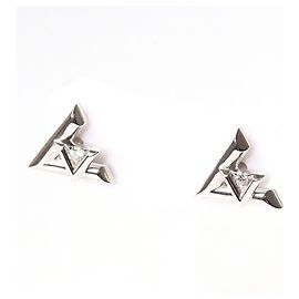 Louis Vuitton LV Volt One White Gold Diamond Stud Earrings Golden