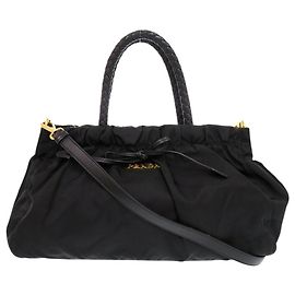 Prada BN1631 TRSSUTO BOW Handbag Black