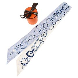 Lenço de seda Hermès Twilly de Les Boucles Broderie Anglaise Azul