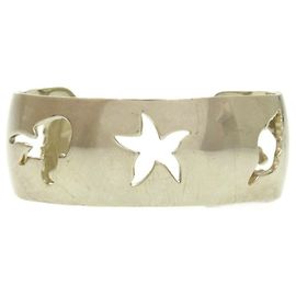 Hermès Hermes Silver Sea Motif Bangle Silvery
