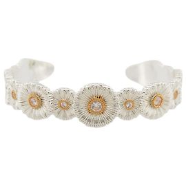 NEW BUCCELLATI BLOSSOMS DAISY SILVER BANGLE Silvery