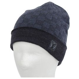 Gorro de lana de punto con parche de logo LV Damier de Louis Vuitton Azul