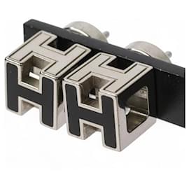 Hermès-Hermes Caged d'H H Cube Earrings-Black