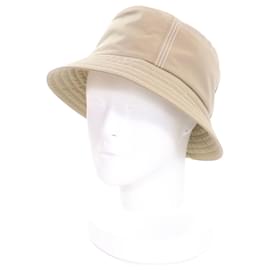 Hermès-Hermes Fred Stitch Embroidered Cotton Bucket Hat-Brown,Beige