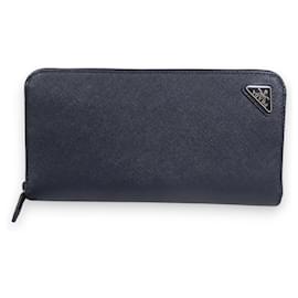 Prada-Prada Saffiano Long Wallet-Blue