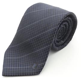 Louis Vuitton-Louis Vuitton Damier Silk Tie-Blue,Other