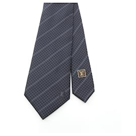 Louis Vuitton-Louis Vuitton Damier Silk Tie-Blue,Other