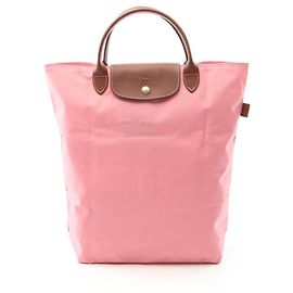 Bolsa Tote de Couro e Poliamida Le Pliage Original da Longchamp Marrom Rosa