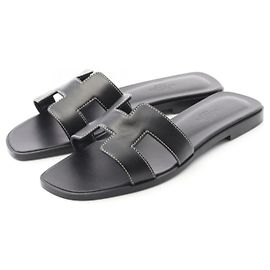 Mule en Box Calf Oran d'Hermès Noir