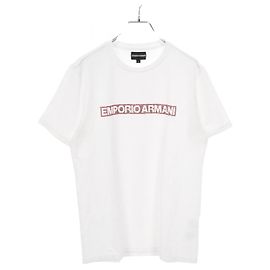 Camiseta de algodão com logo de strass Emporio Armani Branco