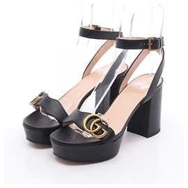 Gucci GG Marmont Leather Platform Sandals Black