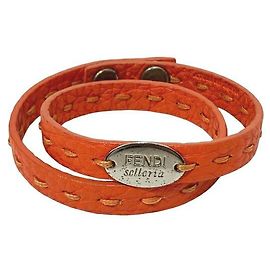 Pulseira de couro Fendi Selleria Laranja