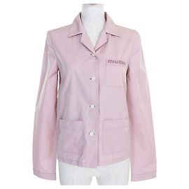 Miu Miu Camicia in cotone con ricamo logo MIUMIU Grigio
